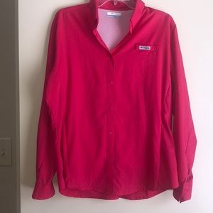 Columbia Button down hot pink blouse size XL